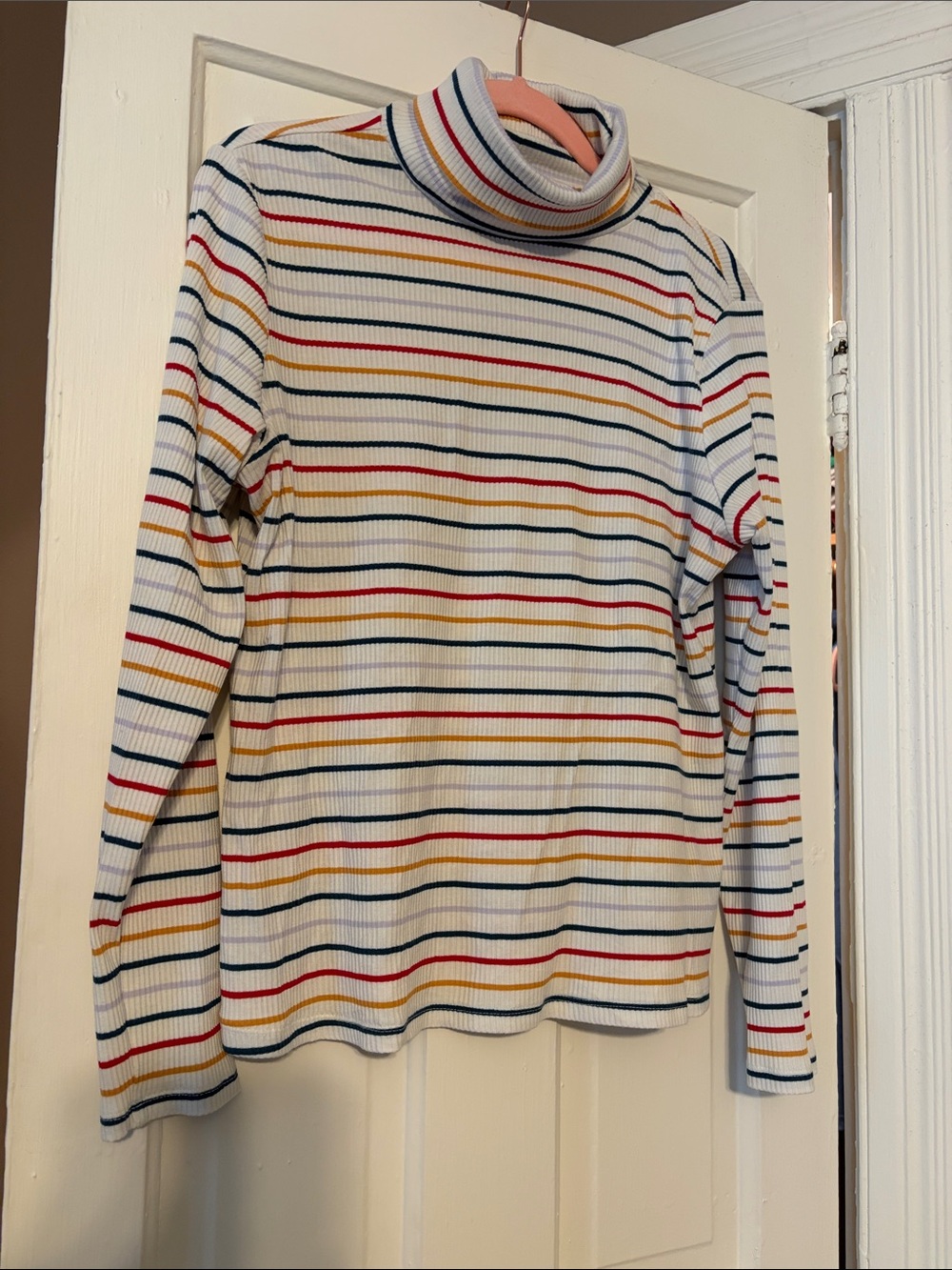 Old Navy Ribbed Turtleneck Sweater with Colorful Stripes